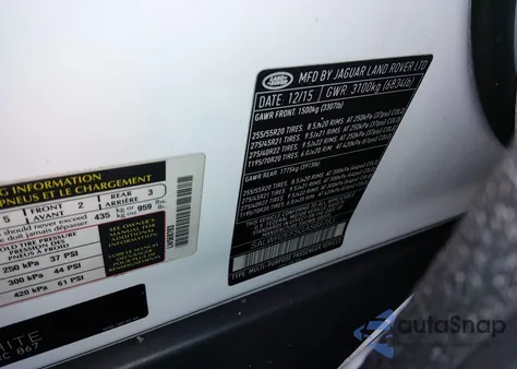 2016 Land Rover Range Rover Sport 5.0L V8 Supercharged/5.0L V8 Supercharged Dynamic z USA, uszkodzony, nr VIN SALWR2EF5GA568783